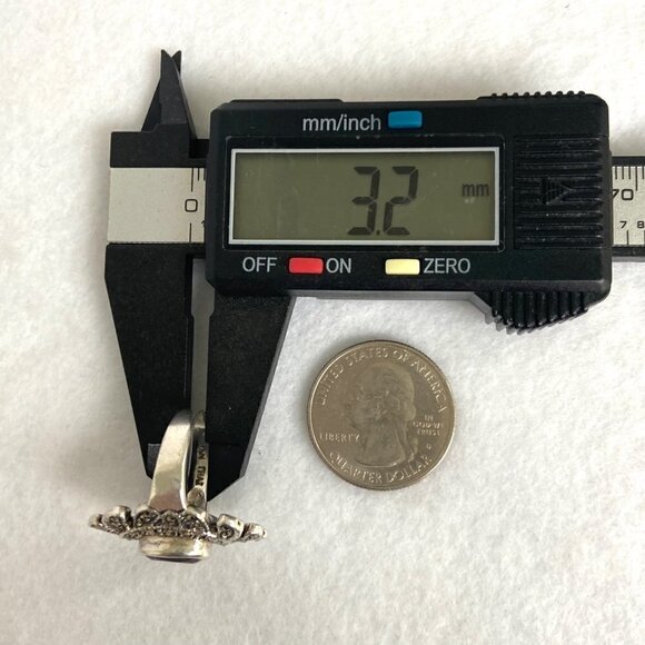 Sterling Silver 925 HAN Thai Oval Amethyst 1" Large Marcasite Ring Sz 6.25 - Picture 15 of 16